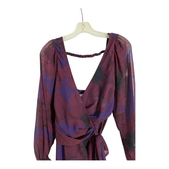 Hutch Kya Wrap Dress Long Sleeve in Purple Floral Chiffon Size Small - Picture 8 of 13